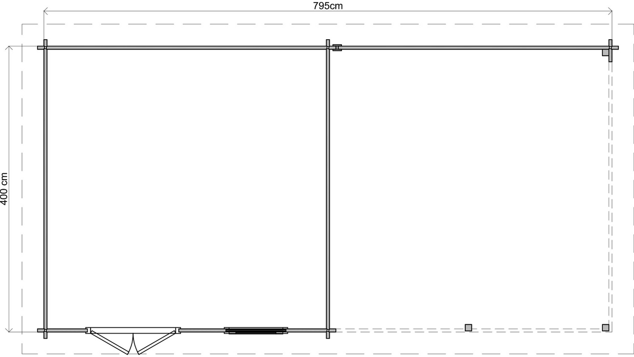 Lugarde Select - Malvern Flat Roof Log Cabin 400x400cm with 400cm Canopy