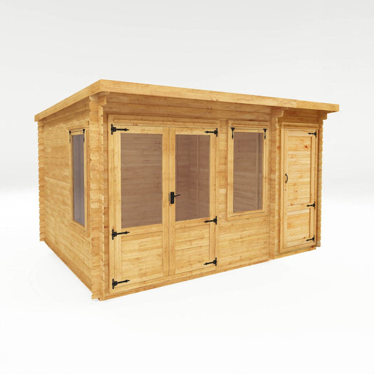 Mercia Pent Log Cabin 19mm with Side Shed - 4.1m x 3m