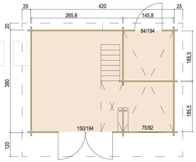 Zuluna Apex Roof Log Cabin - 45mm 4.2x3.8m
