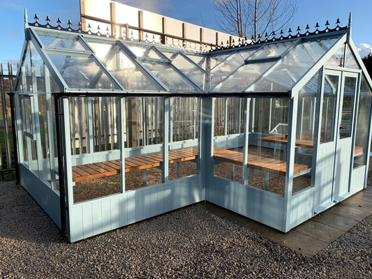 Swan Greenhouse 8'9 x 26'2 - Painted - Taylors Garden Buildings