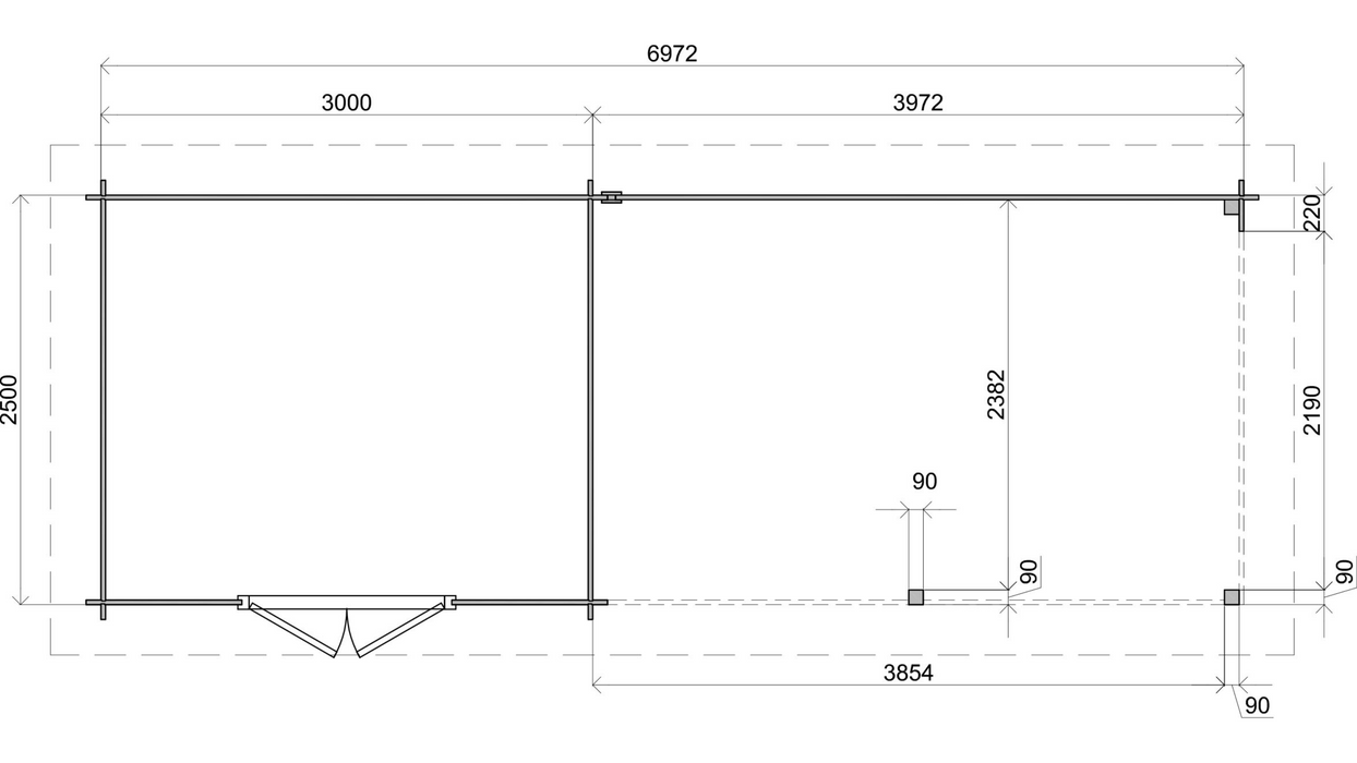 Lugarde Select - Norfolk Flat Roof Log Cabin 300x250cm with 400cm Canopy