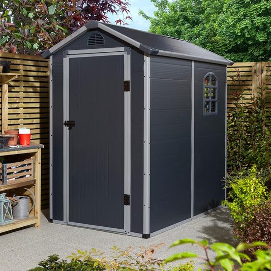 Rowlinson Airevale Apex Plastic Shed 4'x6' - Dark Grey
