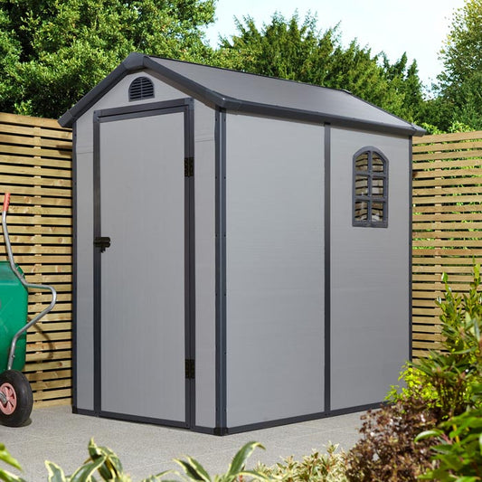 Rowlinson Airevale Apex Plastic Shed 4'x6' - Light Grey