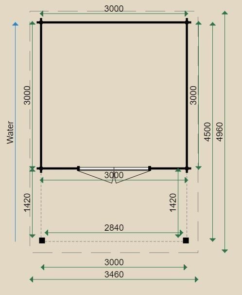 Aberdeen Flat Roof Log Cabin 3.0x4.5m (Inc Canopy)