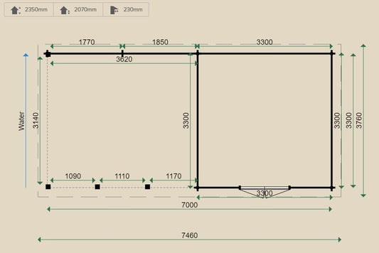 Lugarde Vera 44mm Log Cabin 3.3m x 7m