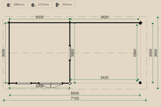 Lugarde Riga Log Cabin 3m x 6.5m - including Internal Floor