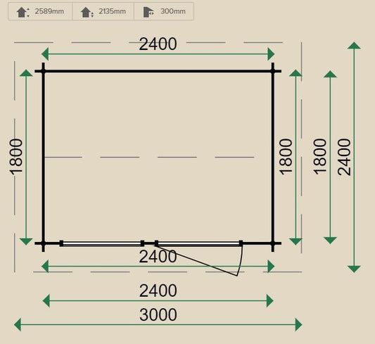 Lugarde Compact Log Cabin 2.4 x 1.8m