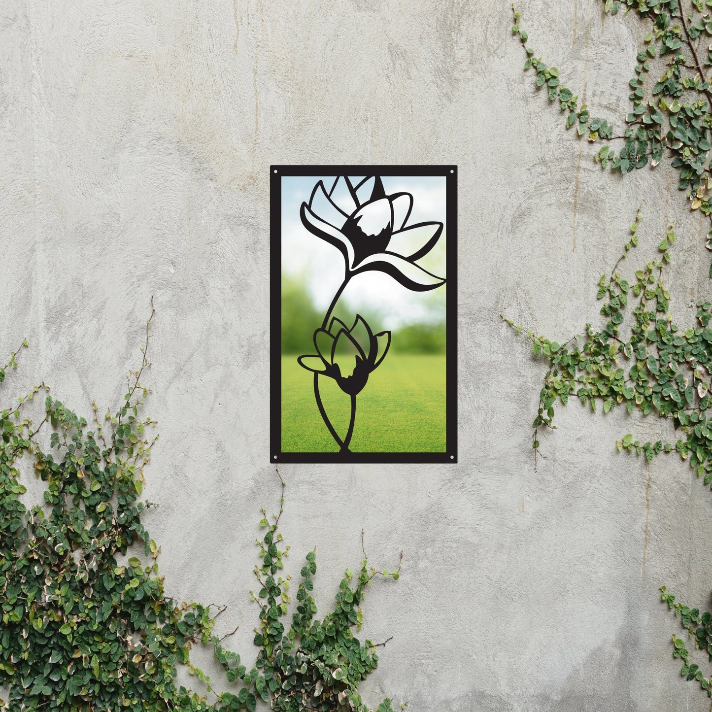 Lotus Flower, SunCatcher Garden Mirror Rectangular Design