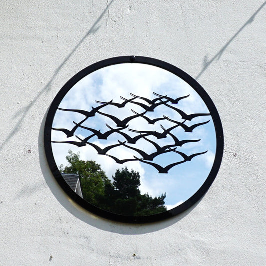 SunCatcher Garden Mirror Round Flock of Birds