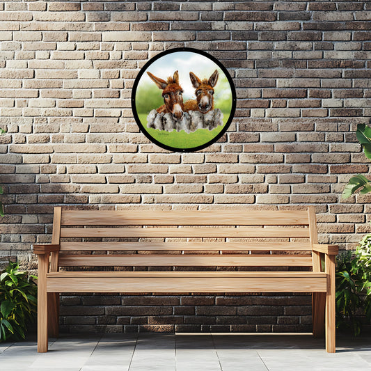 SunCatcher Garden Mirror Barney and Fred, Loveable Donkeys by Bree Merryn