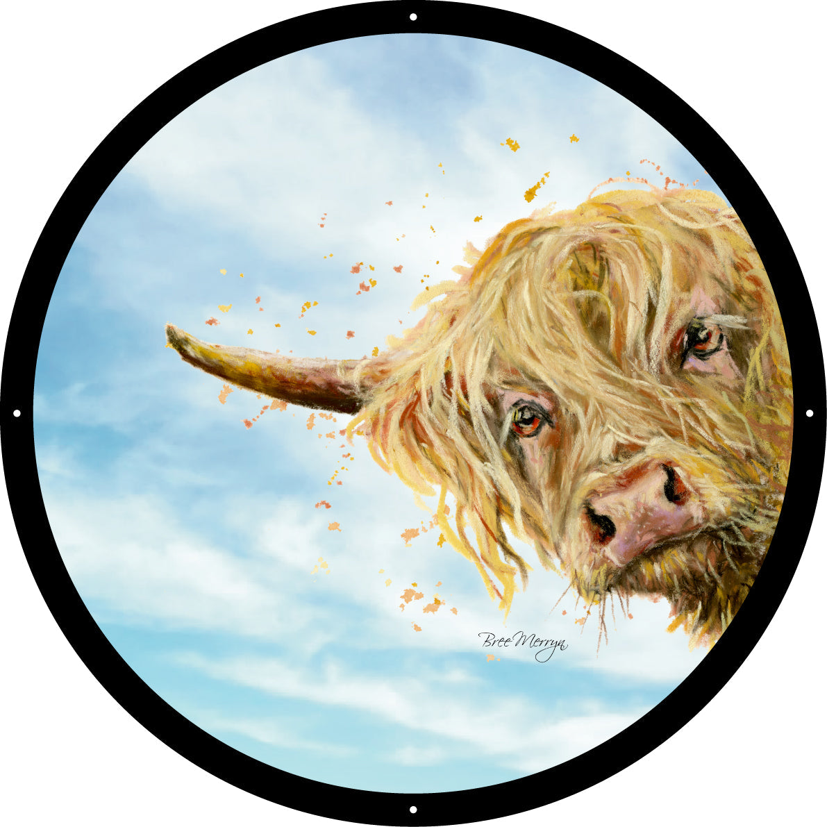 SunCatcher Garden Mirror Brody, Highland Cow Illustrations by Bree Merryn