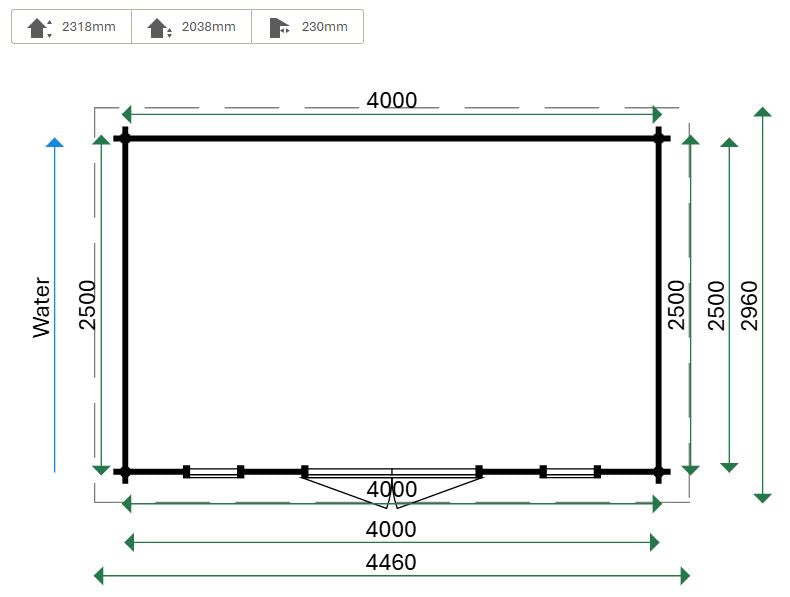 Lugarde Helsinki 44mm Log Cabin 4m x 2.5m