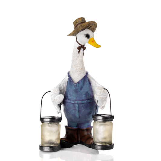 Solar Duck Garden Ornament with LED Lantern