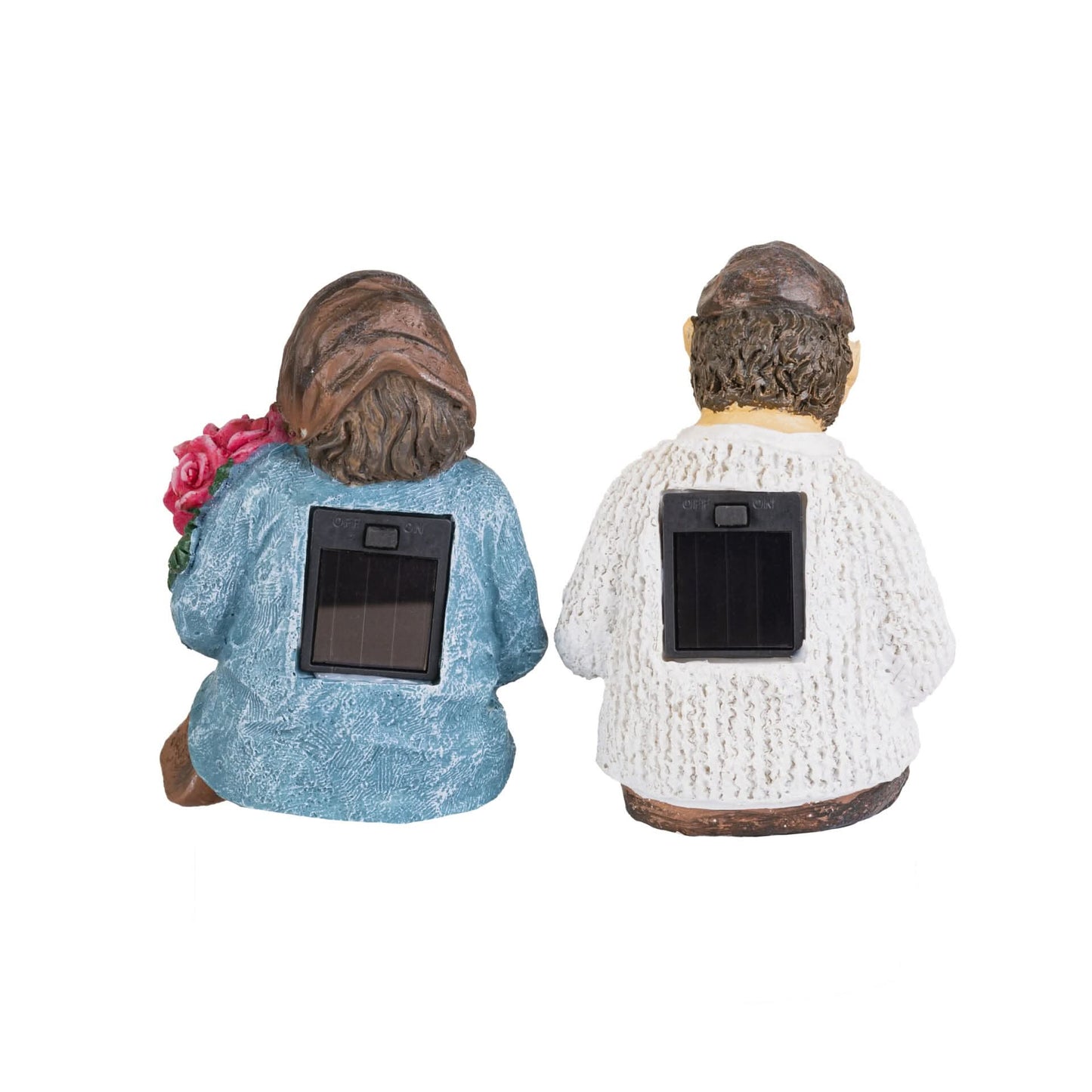 Grandmother & Grandfather Solar Garden Ornament Set