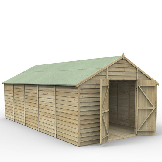 Overlap Pressure Treated 10x20 Apex Shed - No Window, Double Door