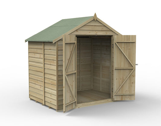 Overlap Pressure Treated 7x5 Apex Shed - No Window, Double Door