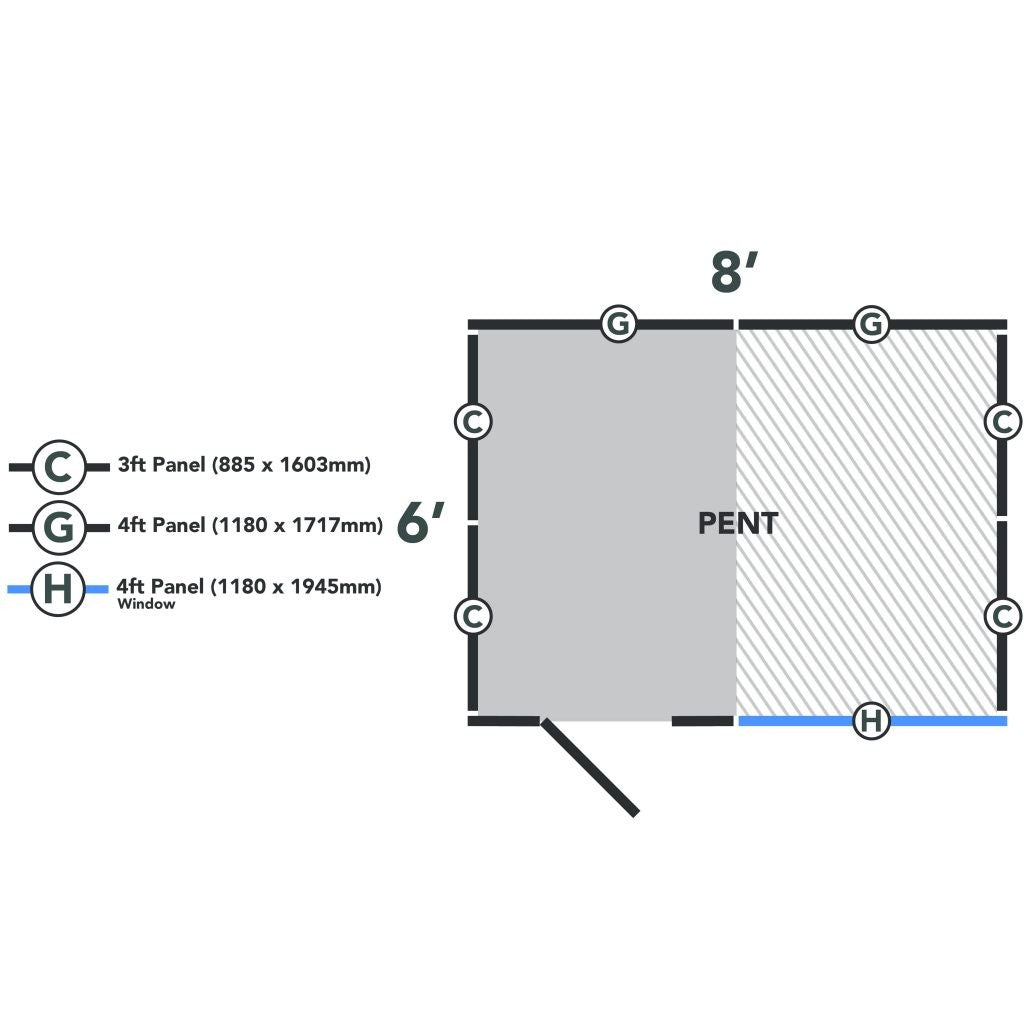 Overlap Pressure Treated 8×6 Pent Shed