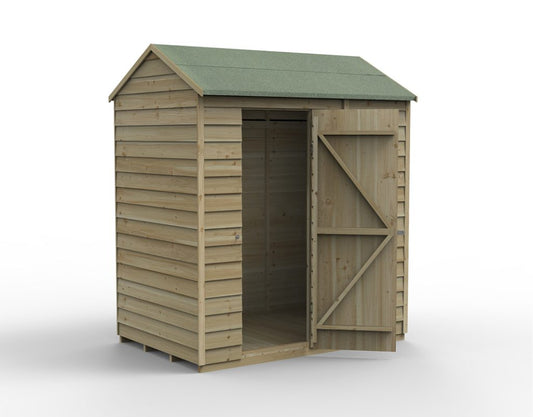 Overlap Pressure Treated 6x4 Reverse Apex Shed - No Window