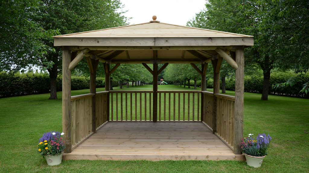 3.5m Premium Square Wooden Gazebo with Timber Roof