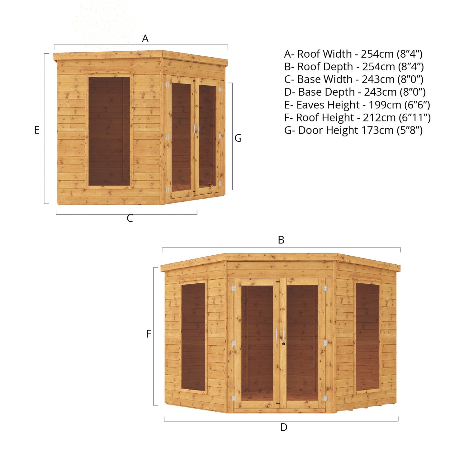 Premium Corner Summerhouse 8'x8'