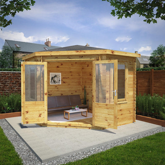 Mercia Corner Log Cabin 34mm - Double Glazed 3m x 3m