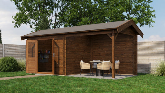 Lugarde Select - Lakeside Apex Roof Log Cabin 300x250cm with 300cm Canopy