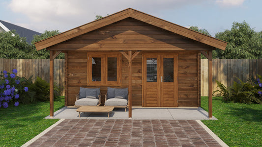 Lugarde Select - Medway Apex Roof Log Cabin 500x300cm with 200cm Front Canopy