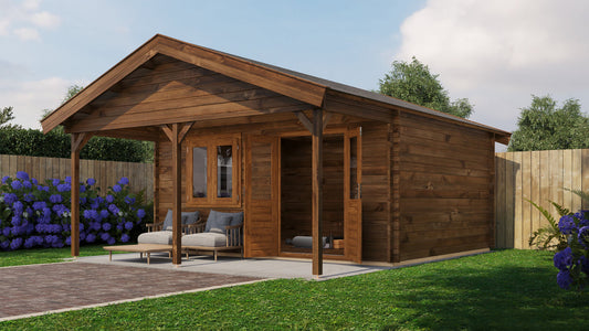 Lugarde Select - Stour Apex Roof Log Cabin 500x400cm with 200cm Front Canopy