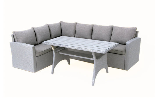 Stockholm 6 Seater Grey Rattan Garden Corner Dining Set - Taylors Garden Buildings (view 2)