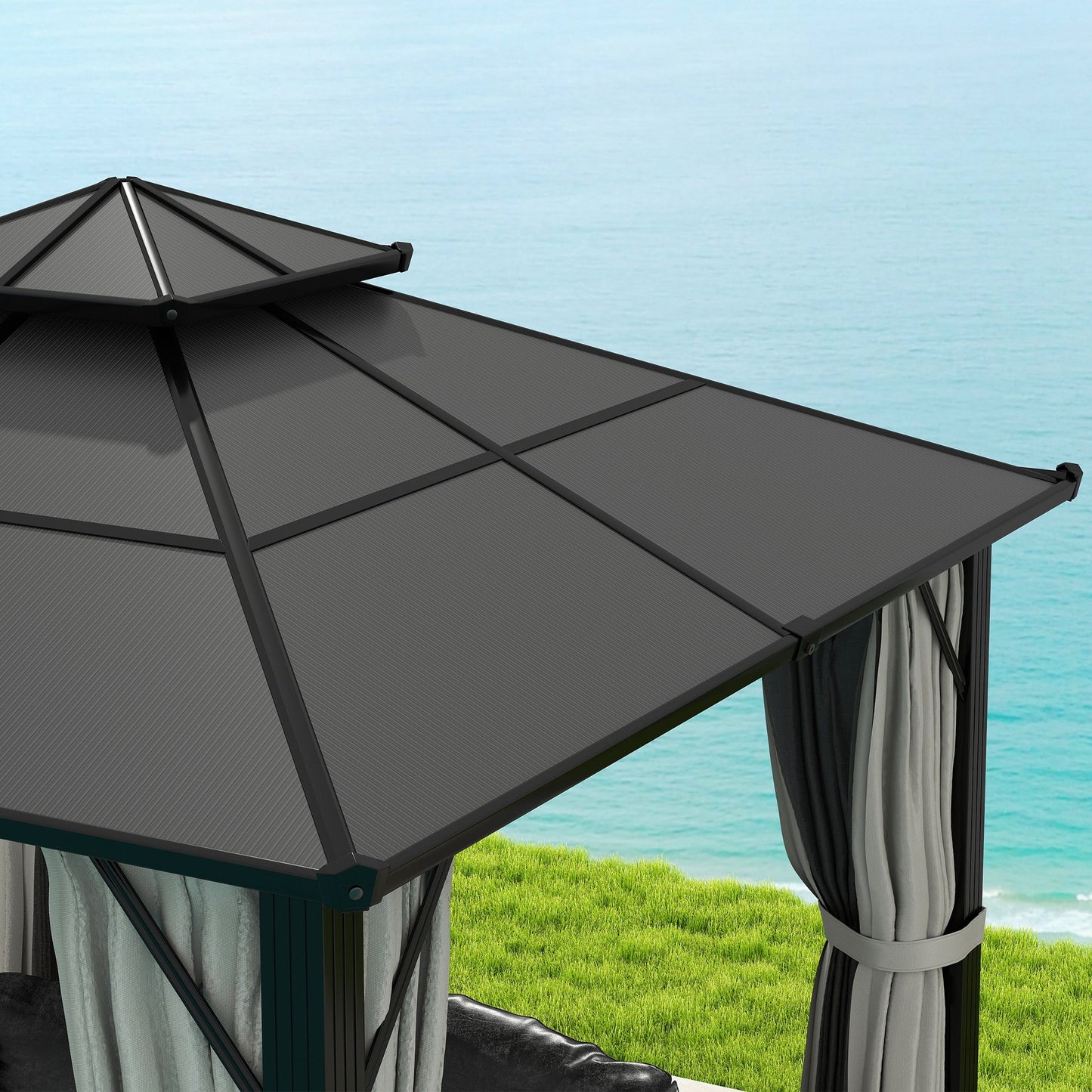 Outsunny 3x3(m) Polycarbonate Hardtop Gazebo with Aluminium Frame