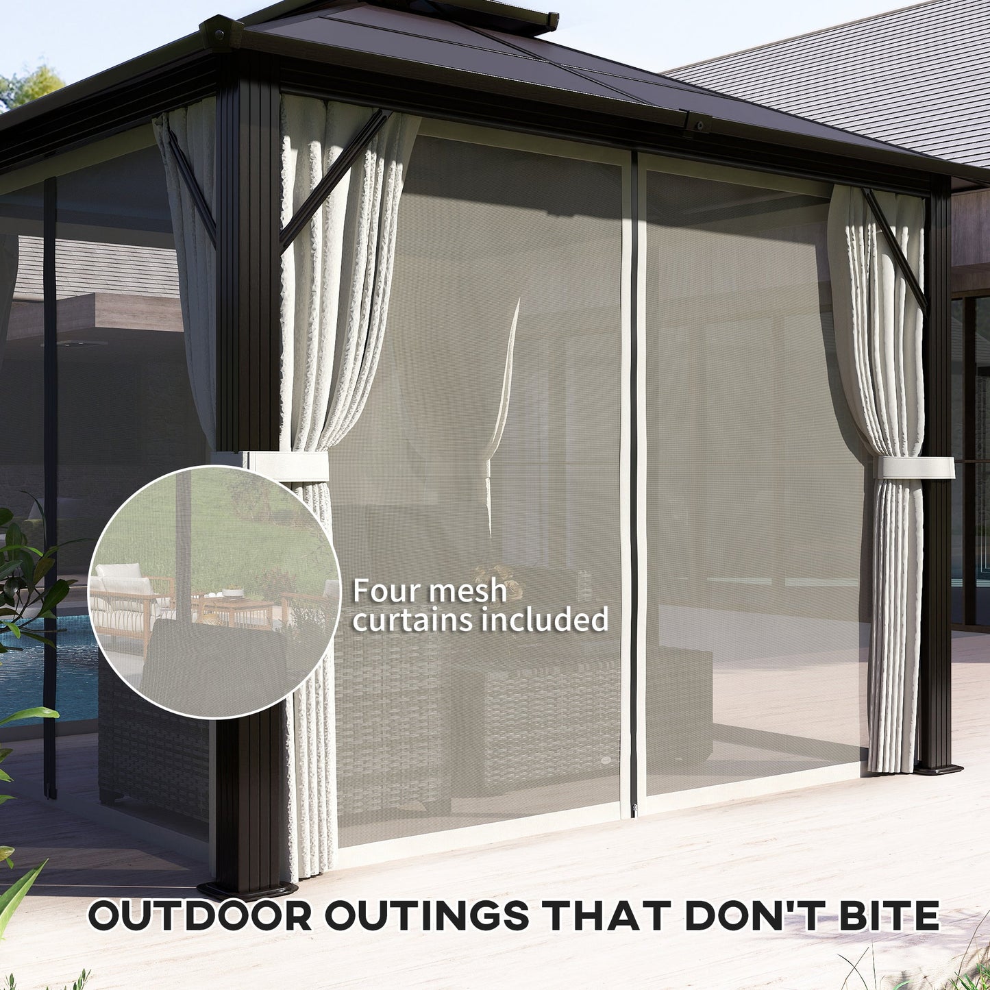 Outsunny 3x3(m) Polycarbonate Hardtop Gazebo with Aluminium Frame