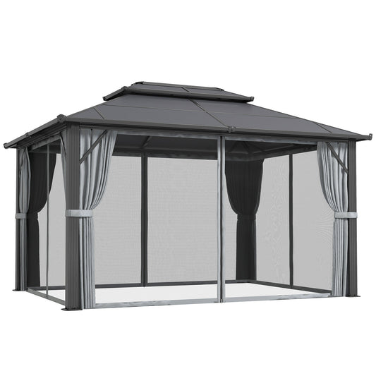 Outsunny 3x4m Polycarbonate Hardtop Gazebo with Aluminium Frame