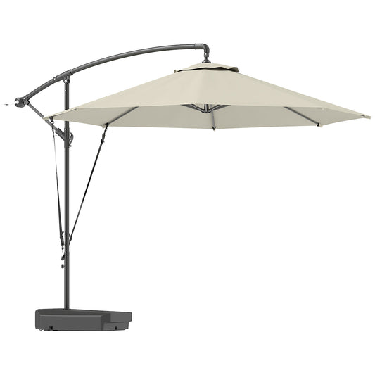 Outsunny Garden Cantilever Parasol with Cover Weighted Base Wind Strap - Brown - Taylors Garden Buildings