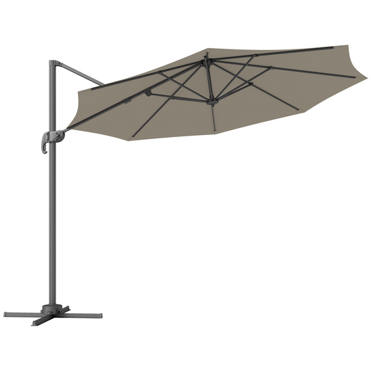 Outsunny 3 x 3(m) Cantilever Parasol Garden Umbrella with Cross Base - Light Grey - Taylors Garden Buildings