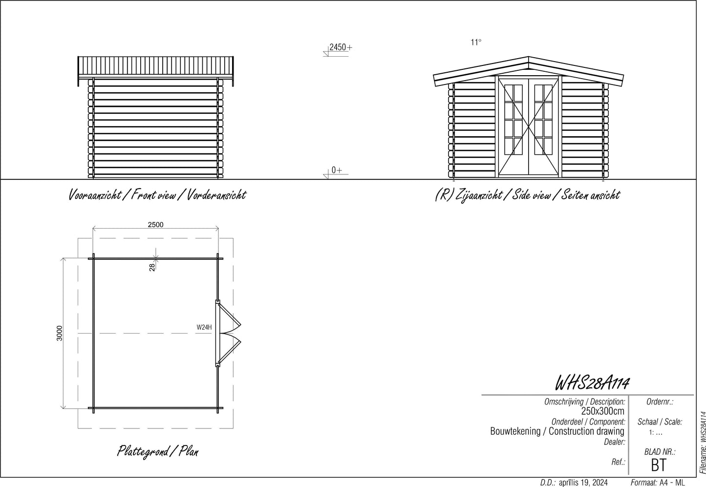 Apex 2.5m x 3m Log Cabin