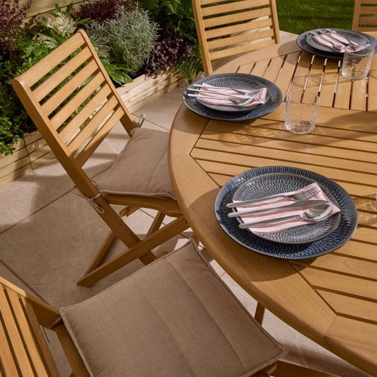 Ashdown Folding 8 Seat Round Dining Set With Cushions