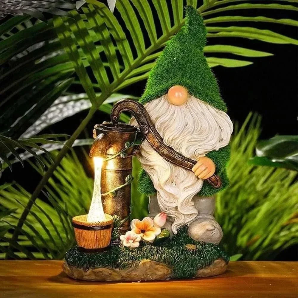 30cm Solar Gnome Garden Ornament with LED Water Pump Light