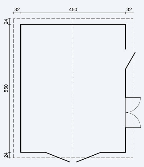 Log Cabin Garage 2 44mm 4.7mx5.7m