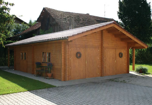 Log Cabin Double Garage 6mx8m