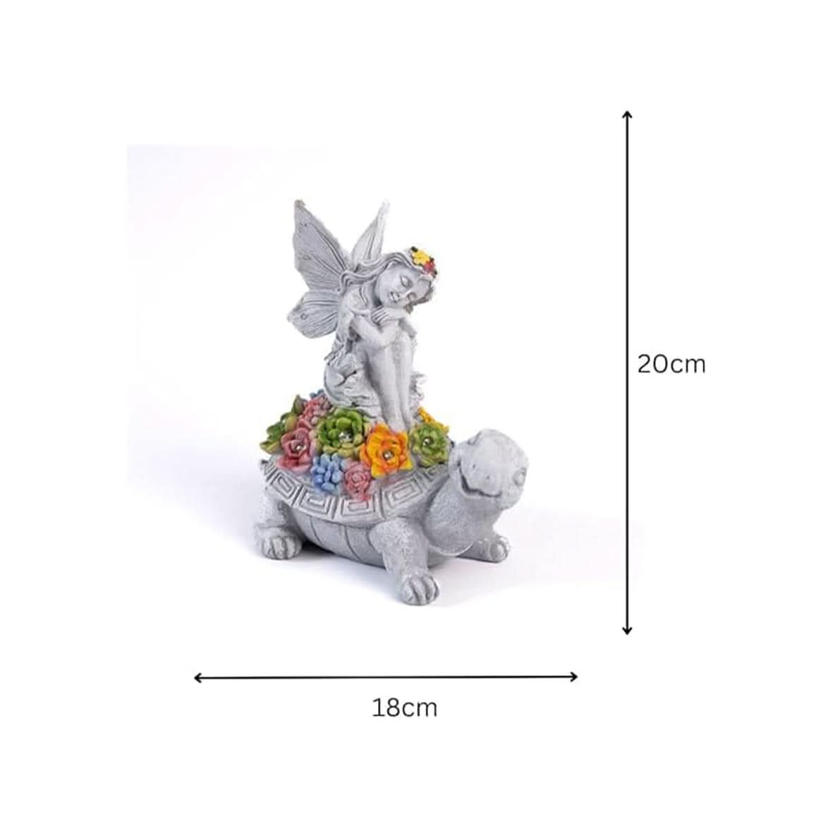 Solar Fairy Tortoise LED Garden Statue Resin Ornament 20cm