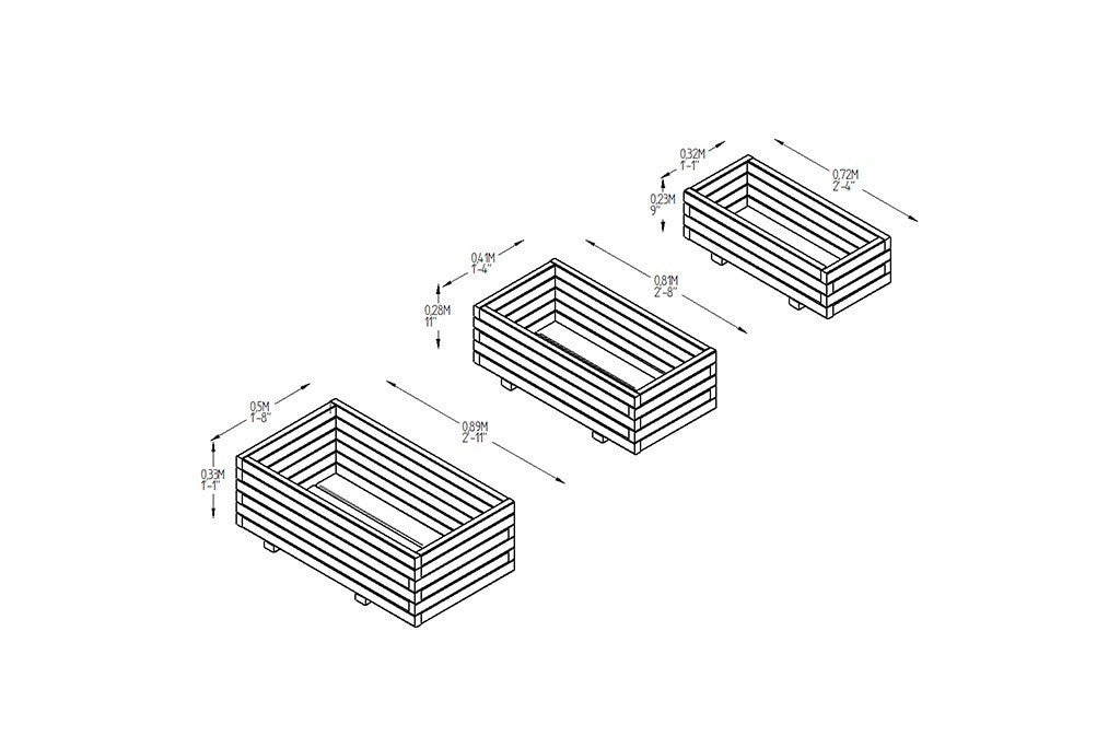 Durham Rectangular Planter – Set Of 3
