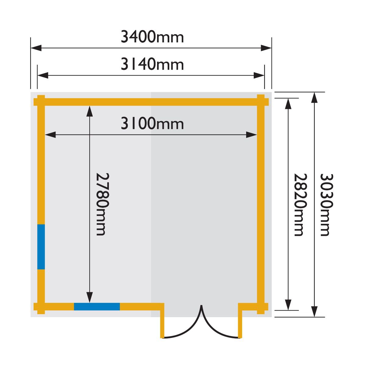 Rowlinson Garden Studio Log Cabin 1.9mx3.1m