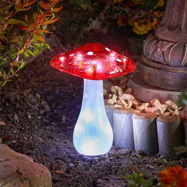 Solar Magic Mushroom Stake Lights Pack of 3 Garden Path Lights