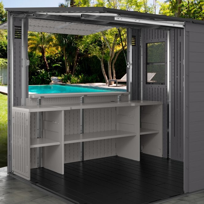 Suncast Cabana Entertainment Shed & Bar 8x7 - Cool Grey