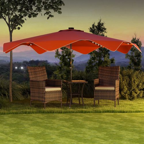 Outsunny Garden Parasol Umbrella with LED Lights and Tilt, Table Umbrella - Taylors Garden Buildings (view 2)