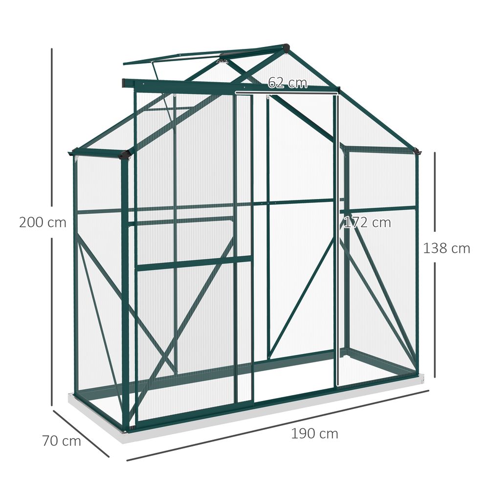 Outsunny 6x2.5ft Polycarbonate Greenhouse - Strong, Spacious, and Effortless Gardening