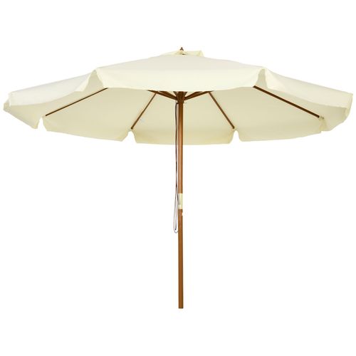 Outsunny Garden Parasol Patio Umbrella with Ruffles and Wooden Pole Beige - Taylors Garden Buildings (view 2)