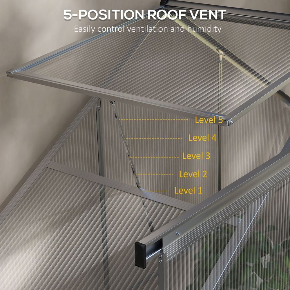 Outsunny 6x2.5ft Polycarbonate Greenhouse, Aluminium Frame, Silver