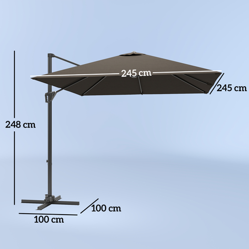 Outsunny Square Cantilever Roma Parasol 360° Rotation w/ Hand Crank, Tan - Taylors Garden Buildings (view 2)