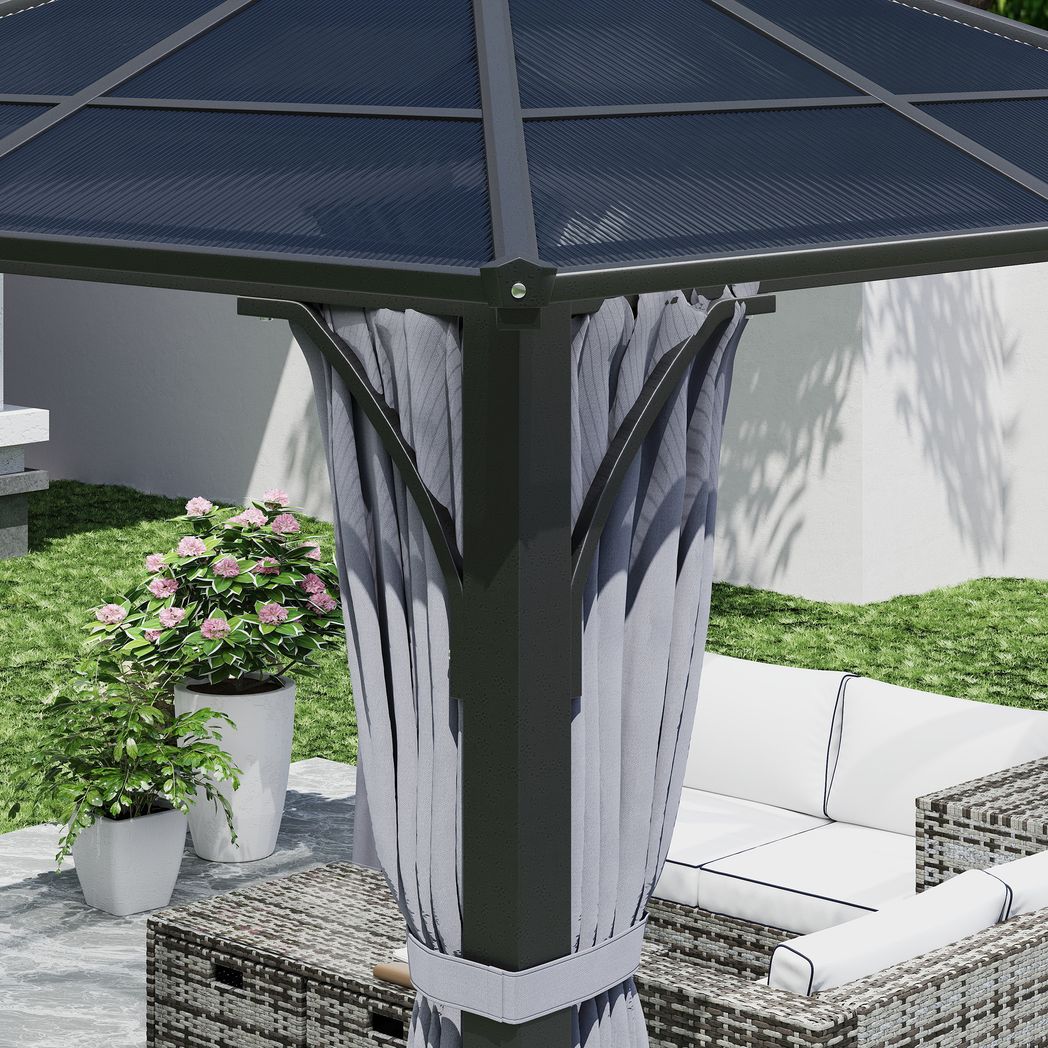 Outsunny 3x3(m) Hardtop Gazebo with Polycarbonate Roof & Sides